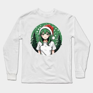 Green Haired Anime waifu Long Sleeve T-Shirt